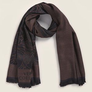 NWT VERSACE COLLECTION BLACK&BROWN FRINGE SHAWL